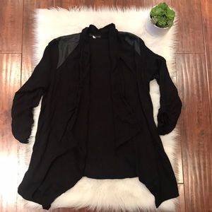 Black cardigan with leather patches on shoulders!